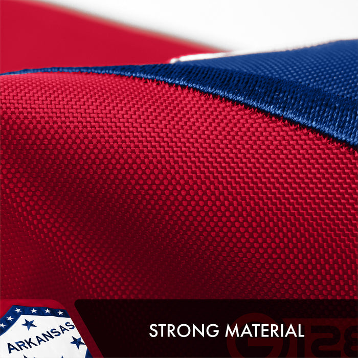 G128 2 Pack: Arkansas AR  | 3x5 Ft | Double ToughWeave Series Double Sided Embroidered 210D Polyester | Embroidered Design, Indoor/Outdoor, Brass Grommets, Heavy Duty, 2-ply