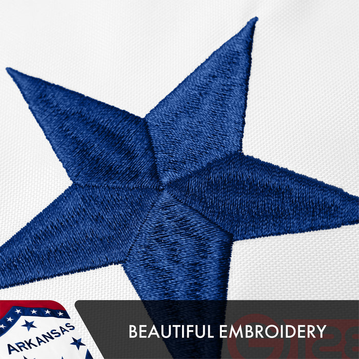 G128 Combo Pack: American USA Flag ToughWeave Series 3x5 Ft Single Sided & Arkansas AR  Double Sided 3x5 Ft Double ToughWeave Series | Both Embroidered Polyester, Brass Grommets
