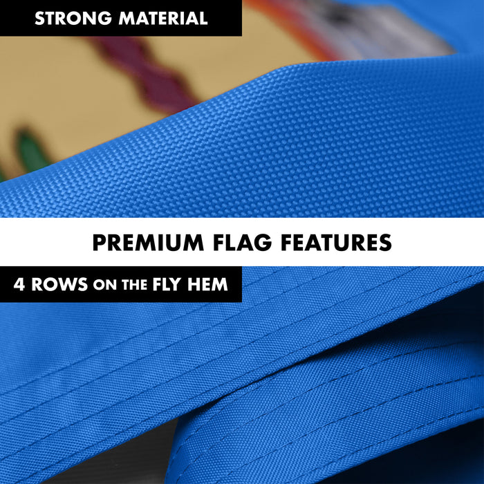 G128 Combo Pack: 6 Ft Tangle Free Aluminum Spinning Flagpole (Silver) & Oklahoma OK  3x5 Ft, Double ToughWeave Series Double Sided Embroidered 210D Polyester | Pole with Flag Included