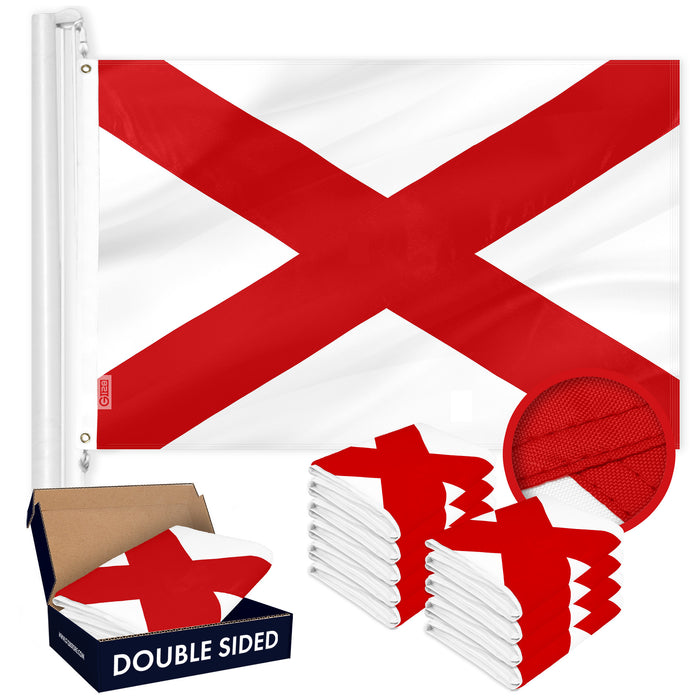 G128 10 Pack: Alabama AL  | 3x5 Ft | Double ToughWeave Series Double Sided Embroidered 210D Polyester | Embroidered Design, Indoor/Outdoor, Brass Grommets, Heavy Duty, 3-ply