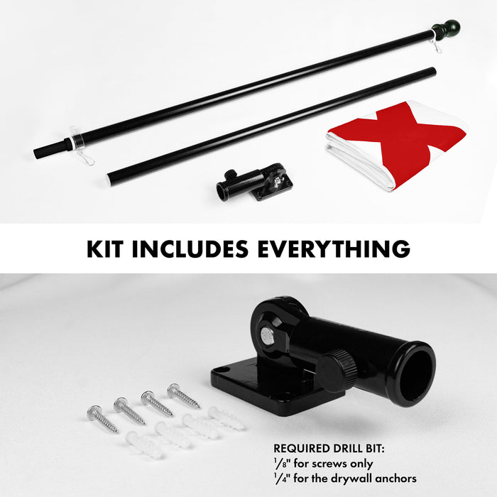 G128 Combo Pack: 6 Ft Tangle Free Aluminum Spinning Flagpole (Black) & Alabama AL  3x5 Ft, Double ToughWeave Series Double Sided Embroidered 210D Polyester | Pole with Flag Included