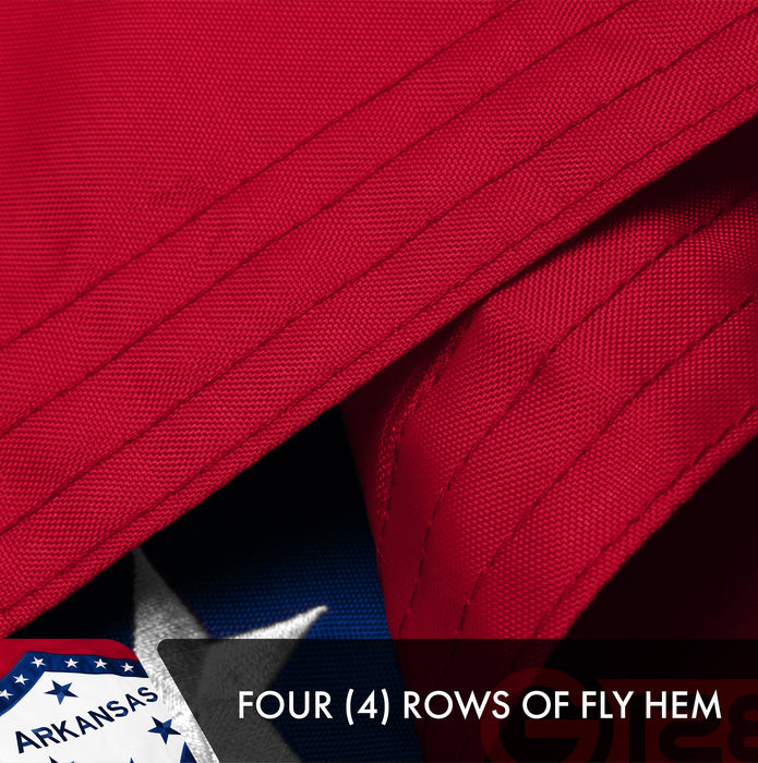 G128 10 Pack: Arkansas AR State Flag | 3x5 Ft | Double ToughWeave Series Double Sided Embroidered 210D Polyester | Embroidered Design, Indoor/Outdoor, Brass Grommets, Heavy Duty, 2-ply