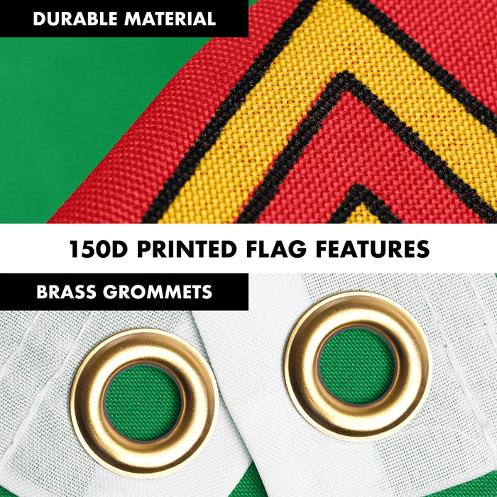G128 Combo Pack: 6 Ft Tangle Free Spinning Flagpole (Black) & Turkmenistan Flag 3x5 Ft Printed 150D Polyester, Brass Grommets (Flag Included) Aluminum Flag Pole