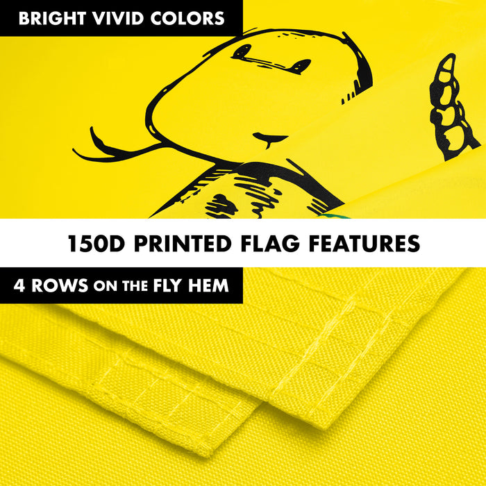 G128 Combo Pack: 6 Ft Tangle Free Spinning Flagpole (Silver) & No Step on Snek Cute Cartoon Flag 3x5 Ft Printed 150D Polyester, Brass Grommets (Flag Included) Aluminum Flag Pole