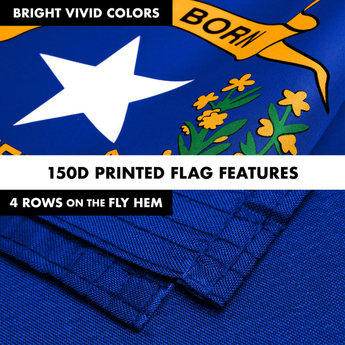 G128 Combo Pack: 6 Ft Tangle Free Spinning Flagpole (Silver) & Nevada Flag 3x5 Ft Printed 150D Polyester, Brass Grommets (Flag Included) Aluminum Flag Pole