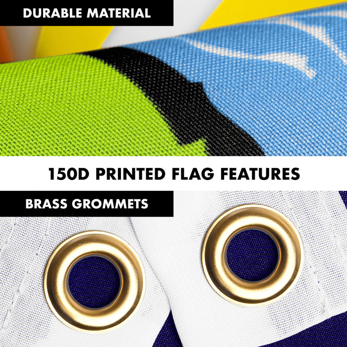 G128 Combo Pack: 6 Ft Tangle Free Spinning Flagpole (Black) & Montana Flag 3x5 Ft Printed 150D Polyester, Brass Grommets (Flag Included) Aluminum Flag Pole