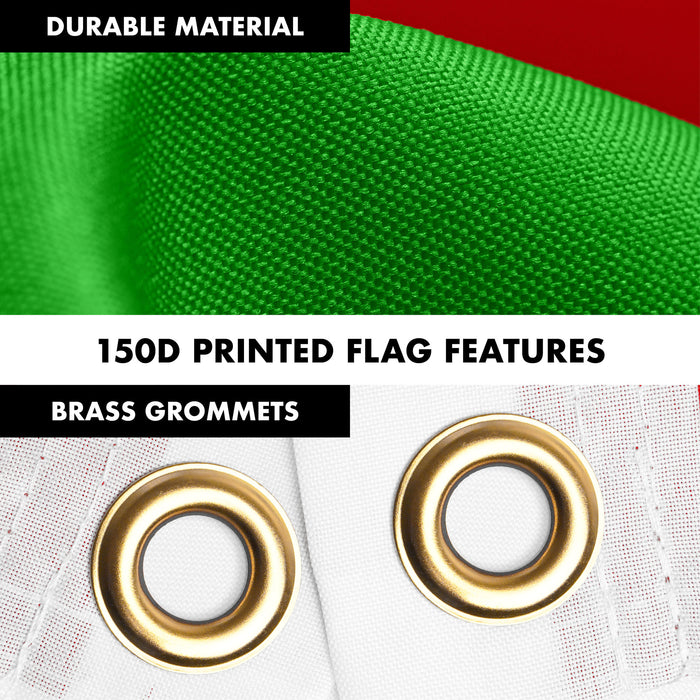 G128 Combo Pack: 6 Ft Tangle Free Spinning Flagpole (White) & Oman Flag 3x5 Ft Printed 150D Polyester, Brass Grommets (Flag Included) Aluminum Flag Pole