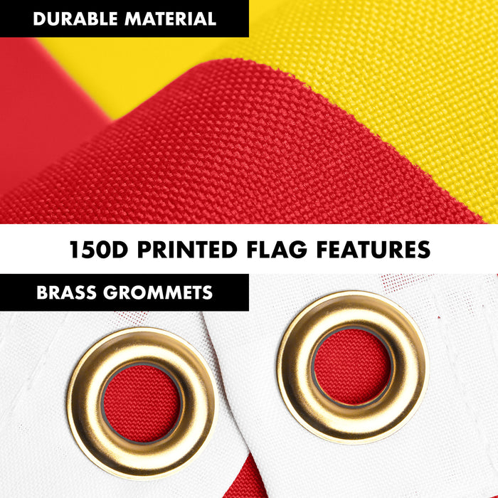G128 Combo Pack: 6 Ft Tangle Free Spinning Flagpole (Silver) & Macedonia Flag 3x5 Ft Printed 150D Polyester, Brass Grommets (Flag Included) Aluminum Flag Pole