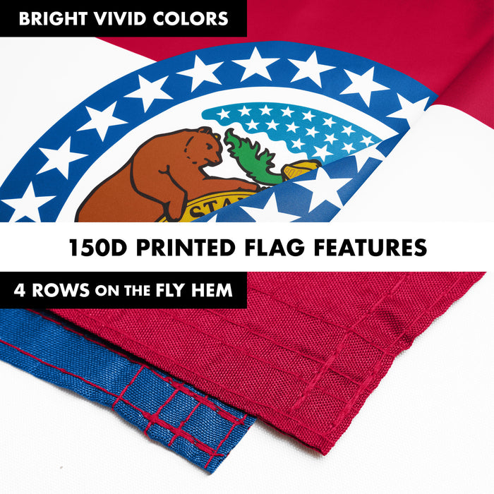 G128 Combo Pack: 6 Ft Tangle Free Spinning Flagpole (White) & Missouri Flag 3x5 Ft Printed 150D Polyester, Brass Grommets (Flag Included) Aluminum Flag Pole