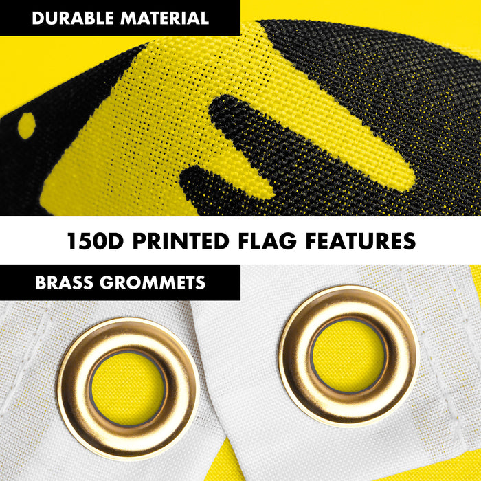 G128 Combo Pack: 6 Ft Tangle Free Spinning Flagpole (Black) & No Step on Snek Cute Cartoon Flag 3x5 Ft Printed 150D Polyester, Brass Grommets (Flag Included) Aluminum Flag Pole