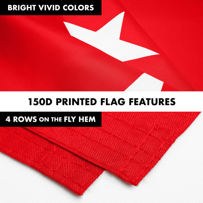 G128 Combo Pack: 6 Ft Tangle Free Spinning Flagpole (Silver) & Turkey Flag 3x5 Ft Printed 150D Polyester, Brass Grommets (Flag Included) Aluminum Flag Pole