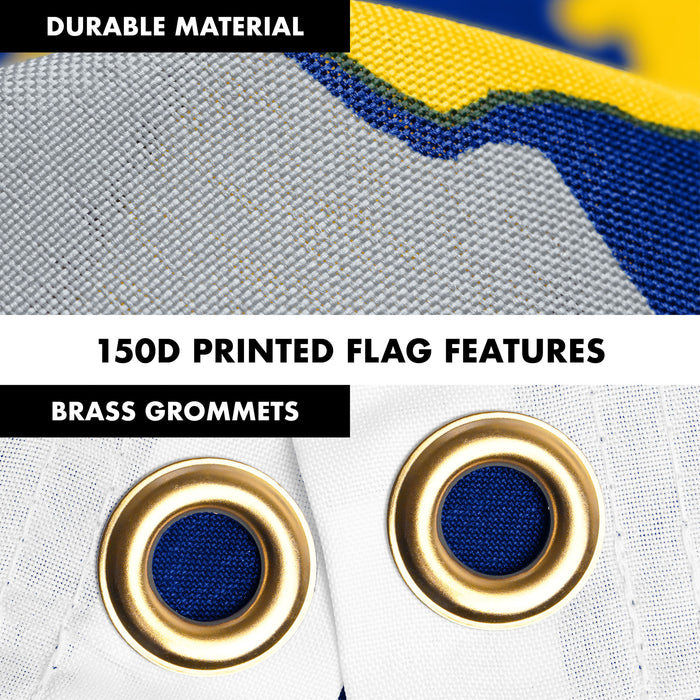 G128 Combo Pack: 6 Ft Tangle Free Spinning Flagpole (Black) & Nebraska Flag 3x5 Ft Printed 150D Polyester, Brass Grommets (Flag Included) Aluminum Flag Pole