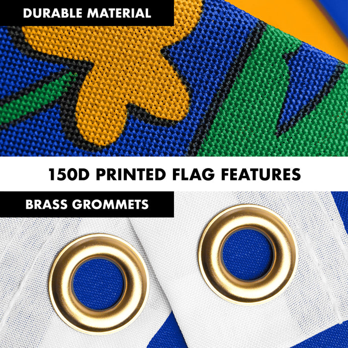 G128 Combo Pack: 6 Ft Tangle Free Spinning Flagpole (Silver) & Nevada Flag 3x5 Ft Printed 150D Polyester, Brass Grommets (Flag Included) Aluminum Flag Pole