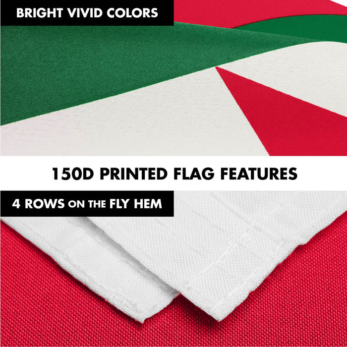 G128 Combo Pack: 6 Ft Tangle Free Spinning Flagpole (White) & Algeria Flag 3x5 Ft Printed 150D Polyester, Brass Grommets (Flag Included) Aluminum Flag Pole