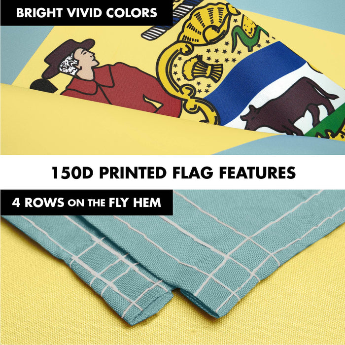 G128 Combo Pack: 6 Ft Tangle Free Spinning Flagpole (White) & Delaware Flag 3x5 Ft Printed 300D Polyester, Brass Grommets (Flag Included) Aluminum Flag Pole