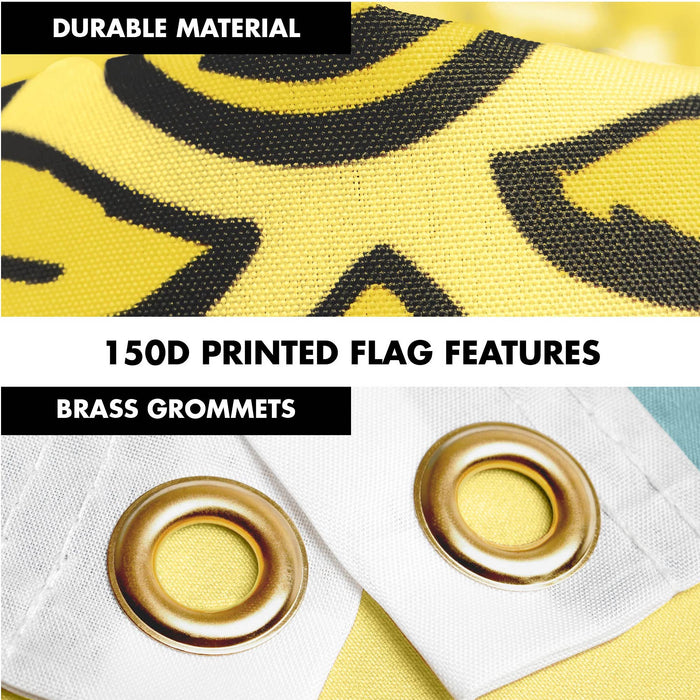 G128 Combo Pack: 6 Ft Tangle Free Spinning Flagpole (White) & Delaware Flag 3x5 Ft Printed 300D Polyester, Brass Grommets (Flag Included) Aluminum Flag Pole