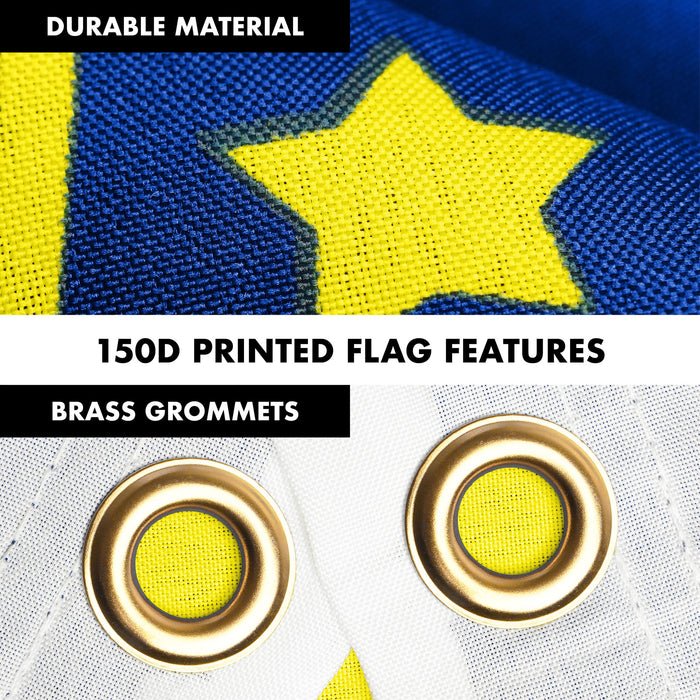 G128 Combo Pack: 6 Ft Tangle Free Spinning Flagpole (White) & Oregon Double Sided Flag 3x5 Ft Printed 150D Polyester, Brass Grommets (Flag Included) Aluminum Flag Pole