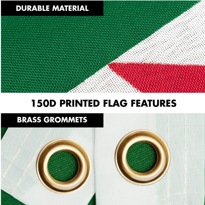 G128 Combo Pack: 6 Ft Tangle Free Spinning Flagpole (White) & Algeria Flag 3x5 Ft Printed 150D Polyester, Brass Grommets (Flag Included) Aluminum Flag Pole