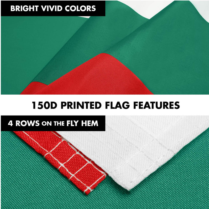 G128 Combo Pack: 6 Ft Tangle Free Spinning Flagpole (Black) & Bulgaria Flag 3x5 Ft Printed 150D Polyester, Brass Grommets (Flag Included) Aluminum Flag Pole