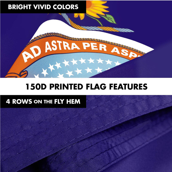 G128 Combo Pack: 6 Ft Tangle Free Spinning Flagpole (Black) & Kansas Flag 3x5 Ft Printed 300D Polyester, Brass Grommets (Flag Included) Aluminum Flag Pole