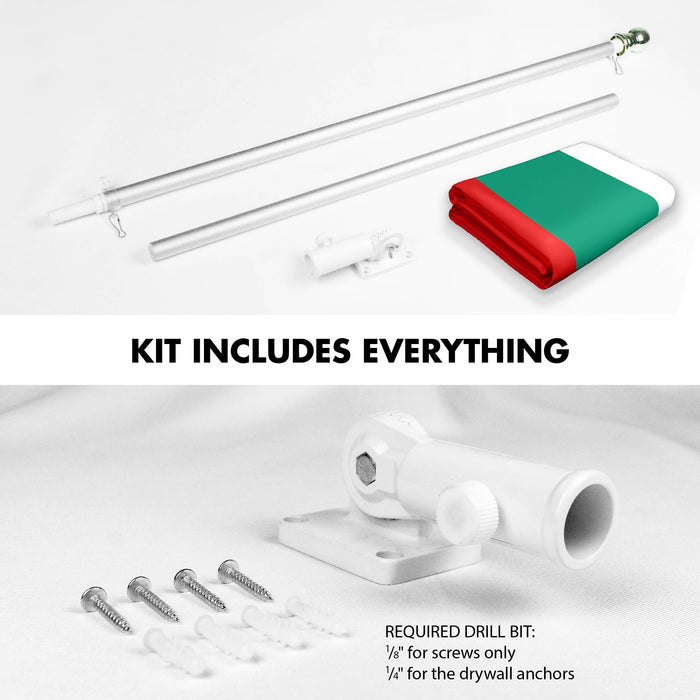 G128 Combo Pack: 6 Ft Tangle Free Spinning Flagpole (Silver) & Bulgaria Flag 3x5 Ft Printed 150D Polyester, Brass Grommets (Flag Included) Aluminum Flag Pole