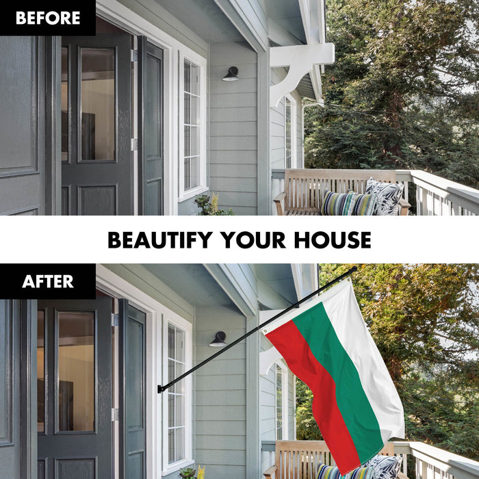 G128 Combo Pack: 6 Ft Tangle Free Spinning Flagpole (Black) & Bulgaria Flag 3x5 Ft Printed 150D Polyester, Brass Grommets (Flag Included) Aluminum Flag Pole