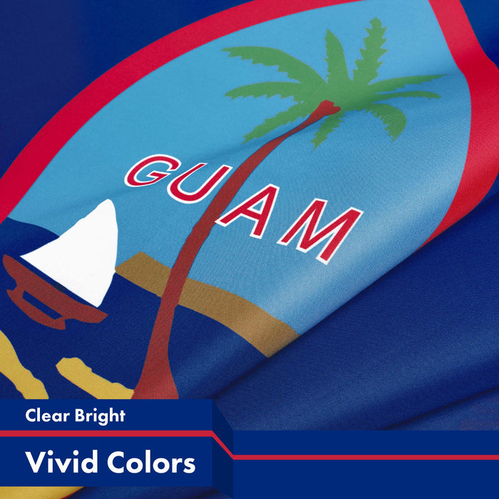 G128 10 Pack: Guam Guamanian Flag | 3x5 Ft | LiteWeave Pro Series Printed 150D Polyester | Indoor/Outdoor, Vibrant Colors, Brass Grommets, Thicker and More Durable Than 100D 75D Polyester