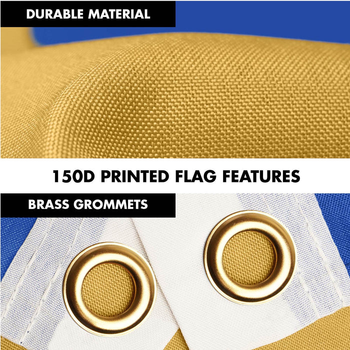 G128 Combo Pack: 6 Ft Tangle Free Spinning Flagpole (Black) & Kosovo Flag 3x5 Ft Printed 150D Polyester, Brass Grommets (Flag Included) Aluminum Flag Pole