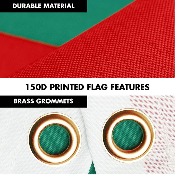 G128 Combo Pack: 6 Ft Tangle Free Spinning Flagpole (White) & Bulgaria Flag 3x5 Ft Printed 150D Polyester, Brass Grommets (Flag Included) Aluminum Flag Pole