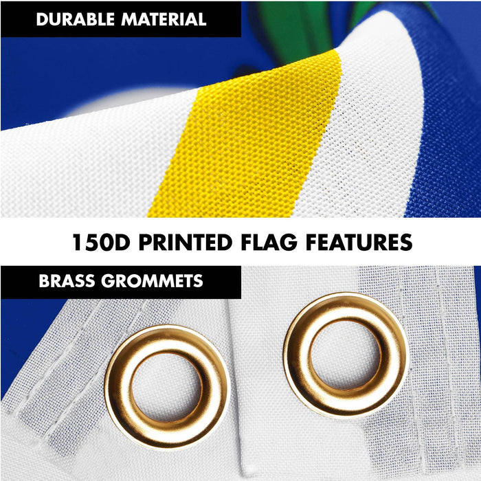 G128 Combo Pack: 6 Ft Tangle Free Spinning Flagpole (Black) & Connecticut Flag 3x5 Ft Printed 150D Polyester, Brass Grommets (Flag Included) Aluminum Flag Pole