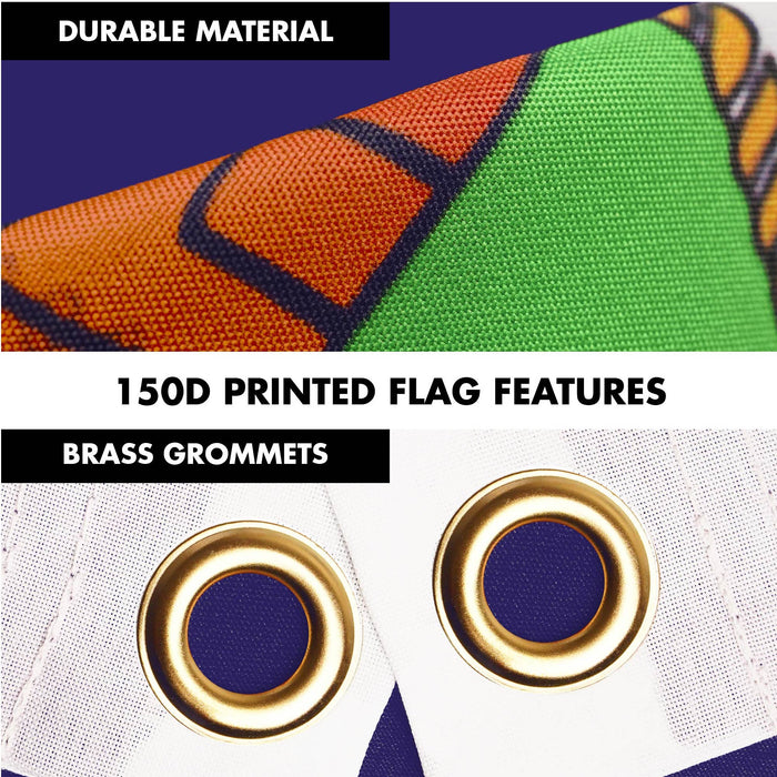 G128 Combo Pack: 6 Ft Tangle Free Spinning Flagpole (Black) & Kansas Flag 3x5 Ft Printed 300D Polyester, Brass Grommets (Flag Included) Aluminum Flag Pole