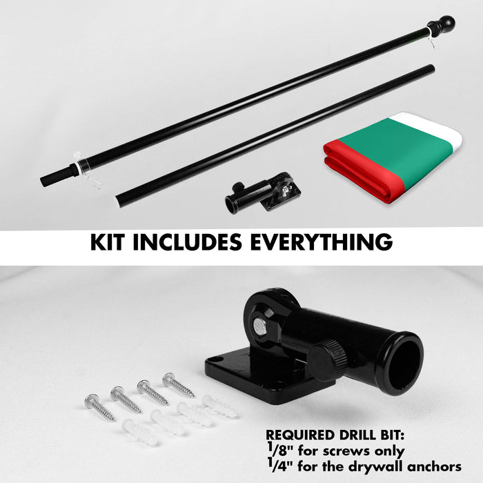 G128 Combo Pack: 6 Ft Tangle Free Spinning Flagpole (Black) & Bulgaria Flag 3x5 Ft Printed 150D Polyester, Brass Grommets (Flag Included) Aluminum Flag Pole
