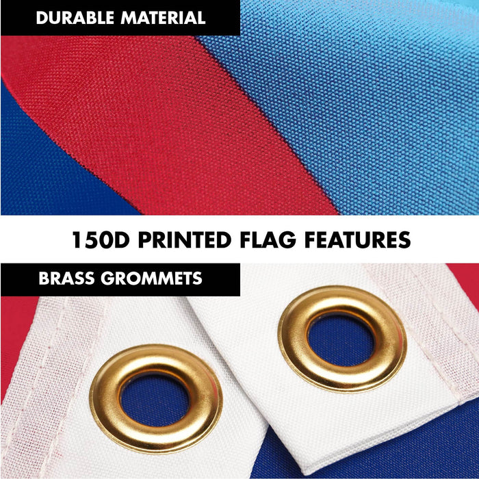 G128 Combo Pack: 6 Ft Tangle Free Spinning Flagpole (Black) & Guam Flag 3x5 Ft Printed 150D Polyester, Brass Grommets (Flag Included) Aluminum Flag Pole