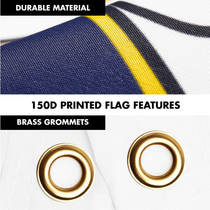 G128 Combo Pack: 6 Ft Tangle Free Spinning Flagpole (Black) & Illinois Flag 3x5 Ft Printed 150D Polyester, Brass Grommets (Flag Included) Aluminum Flag Pole
