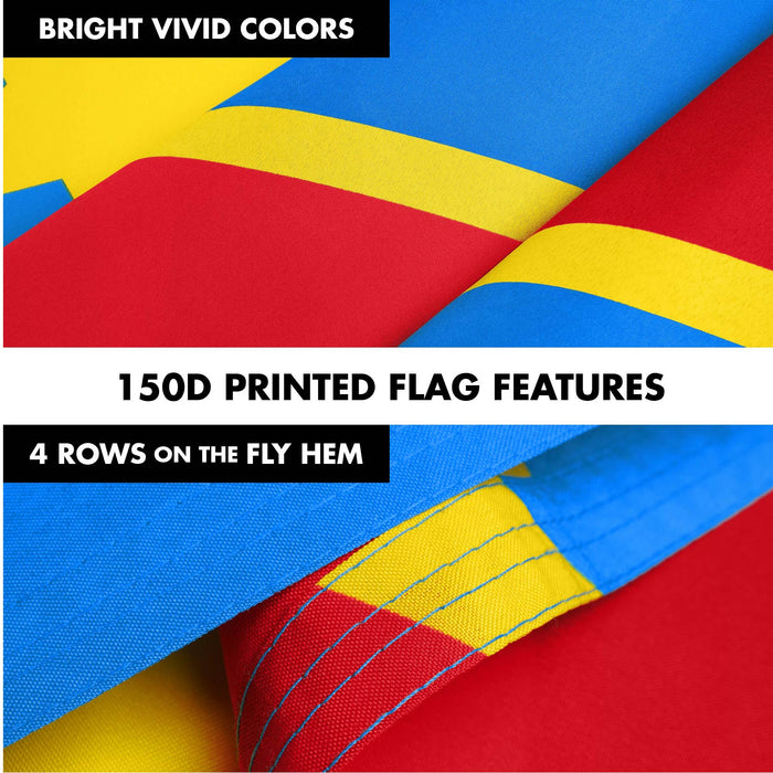 G128 Combo Pack: 6 Ft Tangle Free Spinning Flagpole (Black) & Democratic Republic of the Congo Flag 3x5 Ft Printed 150D Polyester, Brass Grommets (Flag Included) Aluminum Flag Pole
