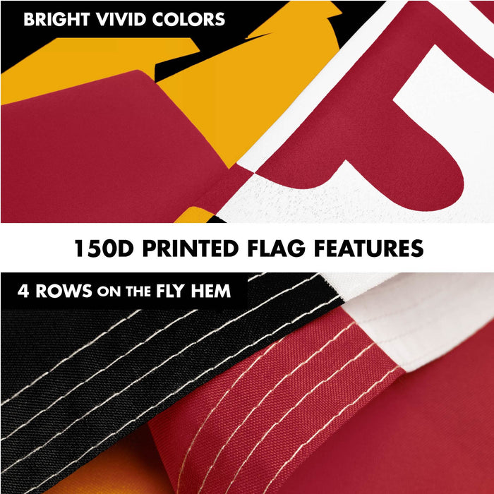 G128 Combo Pack: 6 Ft Tangle Free Spinning Flagpole (Silver) & Maryland Flag 3x5 Ft Printed 150D Polyester, Brass Grommets (Flag Included) Aluminum Flag Pole