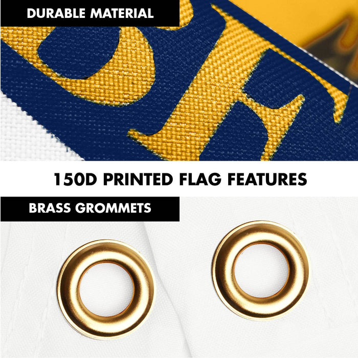 G128 Combo Pack: 6 Ft Tangle Free Spinning Flagpole (White) & Massachusetts Flag 3x5 Ft Printed 150D Polyester, Brass Grommets (Flag Included) Aluminum Flag Pole