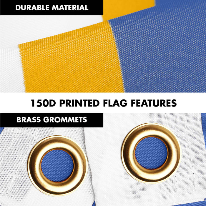 G128 Combo Pack: 6 Ft Tangle Free Spinning Flagpole (Black) & Minnesota Flag 3x5 Ft Printed 150D Polyester, Brass Grommets (Flag Included) Aluminum Flag Pole