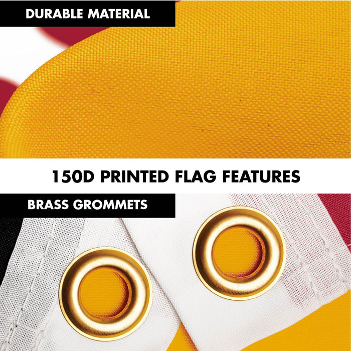 G128 Combo Pack: 6 Ft Tangle Free Spinning Flagpole (Silver) & Maryland Flag 3x5 Ft Printed 150D Polyester, Brass Grommets (Flag Included) Aluminum Flag Pole