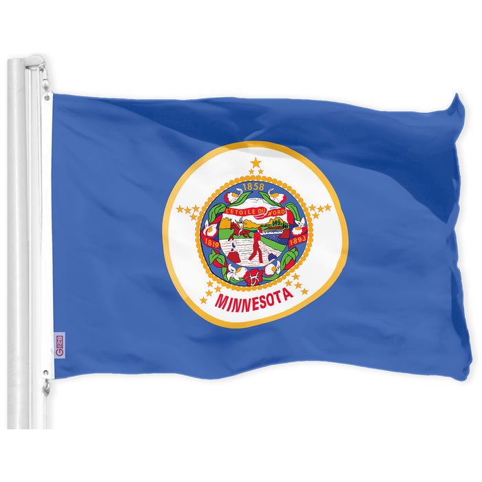 G128 Minnesota MN State Flag | 3x5 Ft | LiteWeave Pro Series Printed 300D Polyester | Indoor/Outdoor, Vibrant Colors, Brass Grommets