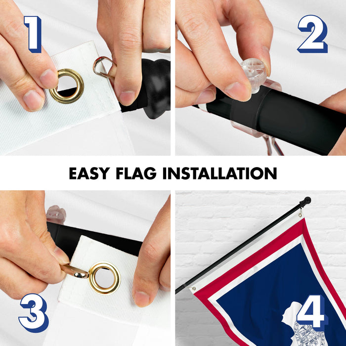 G128 Combo Pack: 6 Ft Tangle Free Spinning Flagpole (Black) & Wyoming Flag 3x5 Ft Printed 150D Polyester, Brass Grommets (Flag Included) Aluminum Flag Pole