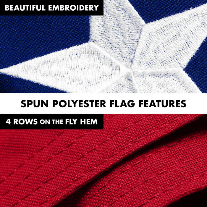 G128 Combo Pack: 6 Ft Tangle Free Spinning Flagpole (Silver) & North Carolina Flag 3x5 Ft Embroidered 220GSM Spun Polyester, Brass Grommets (Flag Included) Aluminum Flag Pole