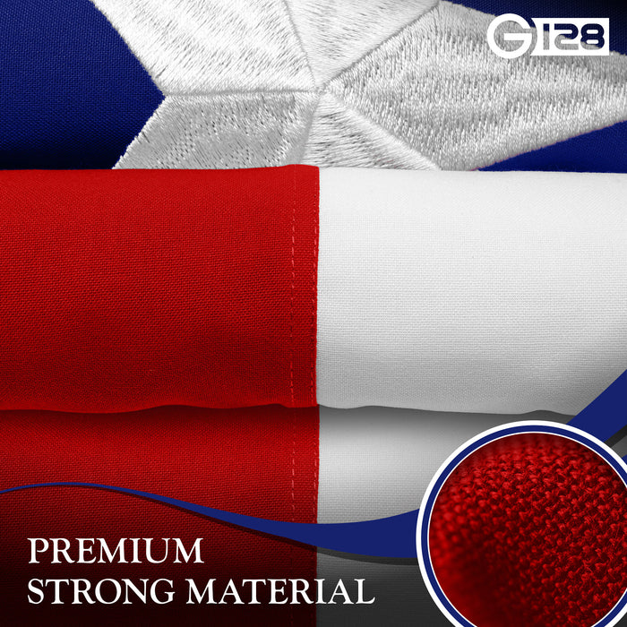G128 10 Pack: Texas TX  | 8x12 Ft | StormFlyer Series Embroidered 220GSM Spun Polyester | Embroidered Design, Indoor/Outdoor, Brass Grommets, Heavy Duty, All Weather