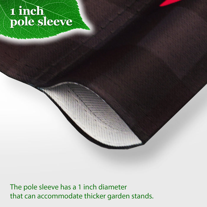 G128 Combo Pack: Garden Flag Stand Black 36 in x 16 in & Garden Flag Happy Valentine's Day Decoration Gnome Holding Red Heart 12"x"18" Blockout Fabric