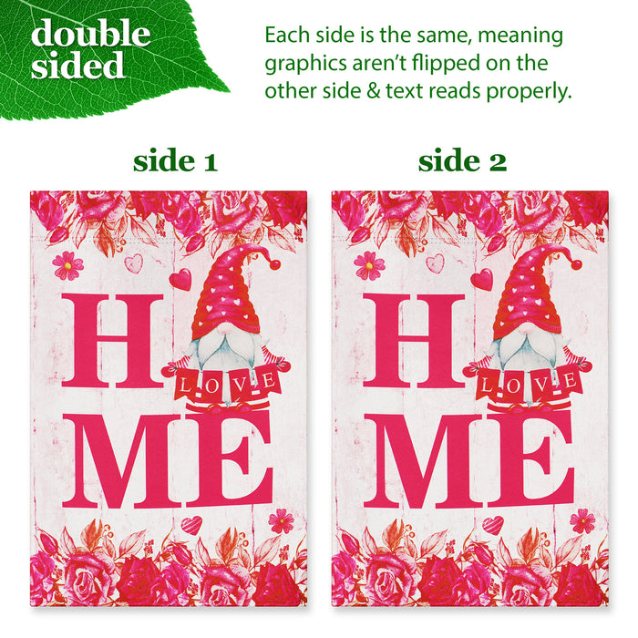 G128 Combo Pack: Garden Flag Stand Black 36 in x 16 in & Garden Flag Happy Valentine's Day Decoration Gnome Holding Love Sign 12"x18" Double-Sided Blockout Fabric
