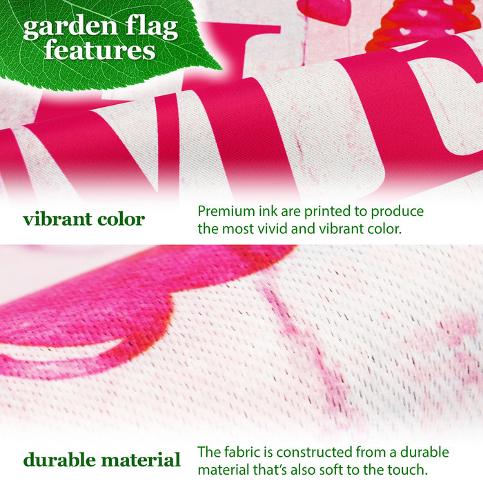 G128 Combo Pack: Garden Flag Stand Black 36 in x 16 in & Garden Flag Happy Valentine's Day Decoration Gnome Holding Love Sign 12"x18" Double-Sided Blockout Fabric