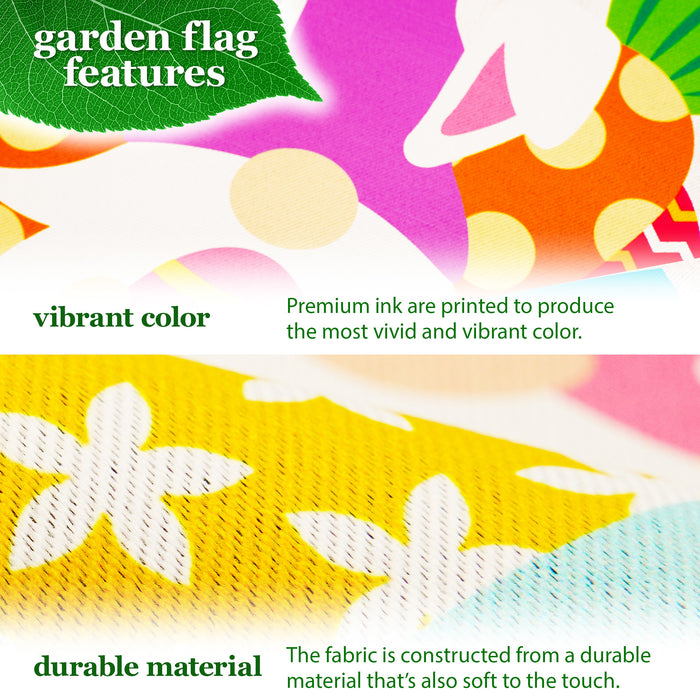 G128 Combo Pack: Garden Flag Stand Black 36 in x 16 in & Garden Flag Happy Easter Decoration Rabbit Gnome in Truck 12"x18" Double-Sided Blockout Fabric