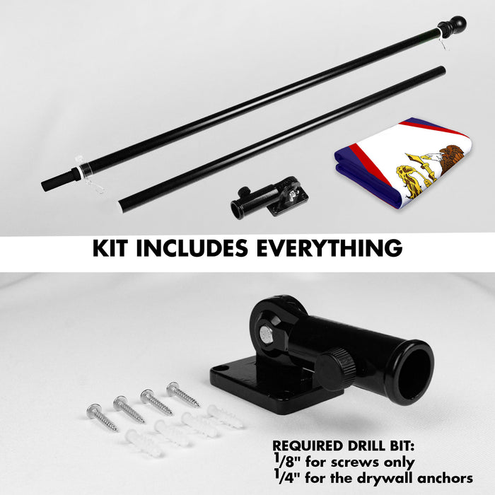 G128 Combo Pack: 6 Ft Tangle Free Spinning Flagpole (Black) & American Samoa Flag 3x5 Ft Printed 300D Polyester, Brass Grommets (Flag Included) Aluminum Flag Pole