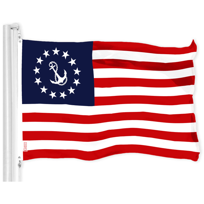 G128 American USA Yacht Ensign Flag | 3x5 Ft | LiteWeave Pro Series Printed 150D Polyester | Nautical Flag, Indoor/Outdoor, Vibrant Colors, Brass Grommets, Thicker and More Durable Than 100D Polyester
