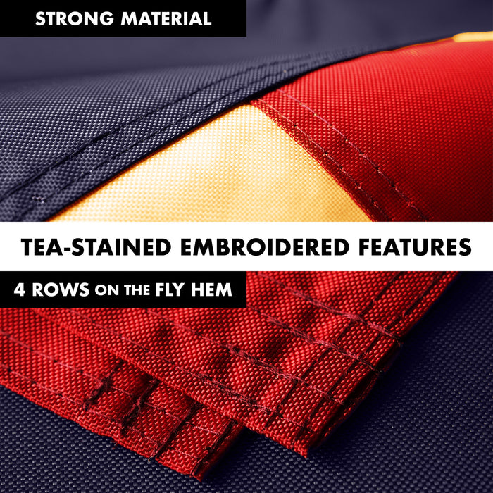 G128 Combo Pack: 5 Ft Tangle Free Aluminum Spinning Flagpole (Silver) & Betsy Ross Tea-Stained Flag 2x3 Ft, ToughWeave Pro Series Embroidered 420D Polyester | Pole with Flag Included